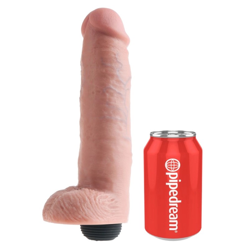 King Cock - Realistyczne Naturalne Dildo Z Wytryskiem 25 CM Jasny Kolor Skóry